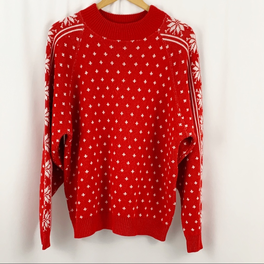 Vintage Gitano Red & White Snowflake Sweat…